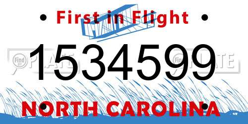 1534599 North Carolina License Plate