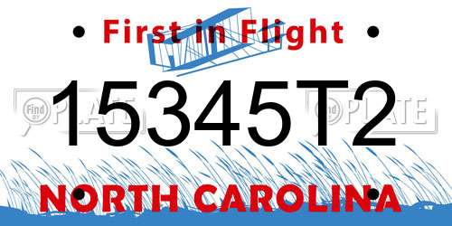 15345T2 North Carolina License Plate