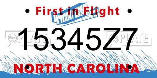 15345Z7 North Carolina License Plate