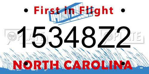 15348Z2 North Carolina License Plate