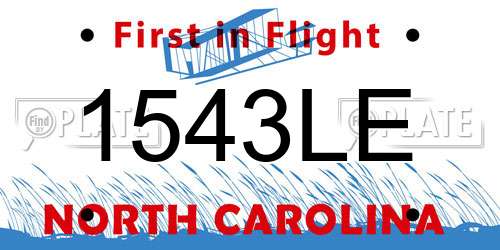 1543LE North Carolina License Plate
