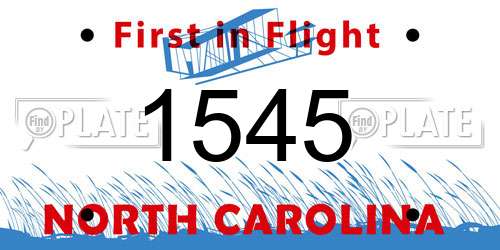 1545 North Carolina License Plate