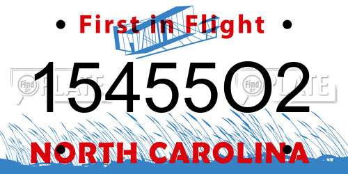 15455O2 North Carolina License Plate