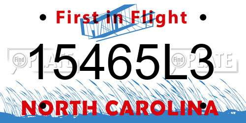 15465L3 North Carolina License Plate