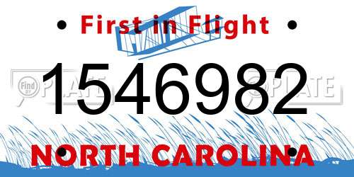 1546982 North Carolina License Plate