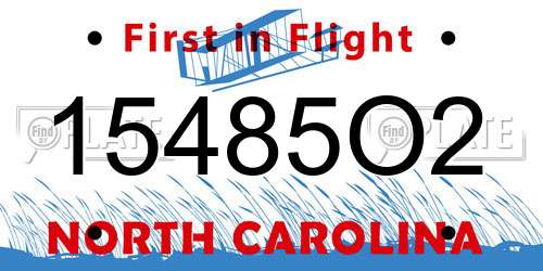 15485O2 North Carolina License Plate