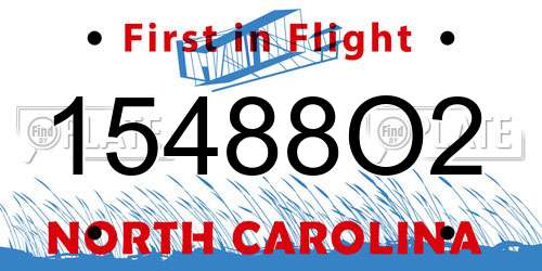 15488O2 North Carolina License Plate