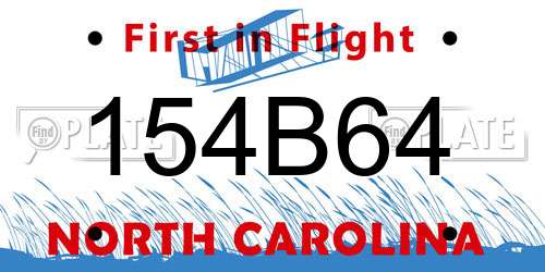 154B64 North Carolina License Plate