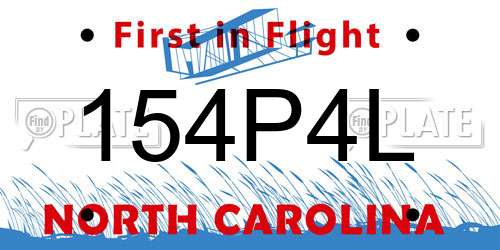 154P4L North Carolina License Plate