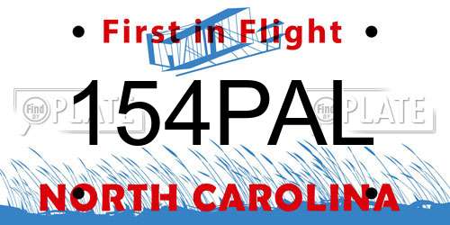 154PAL North Carolina License Plate