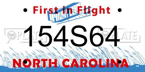 154S64 North Carolina License Plate