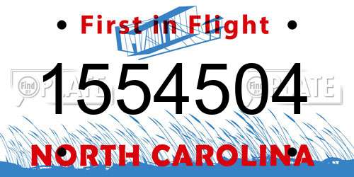 1554504 North Carolina License Plate