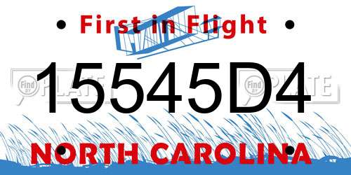 15545D4 North Carolina License Plate