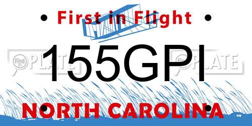 155GPI North Carolina License Plate