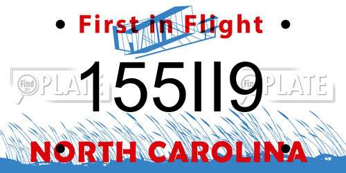 155II9 North Carolina License Plate