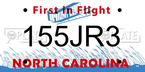 155JR3 North Carolina License Plate