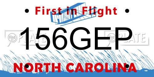 156GEP North Carolina License Plate