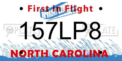 157LP8 North Carolina License Plate