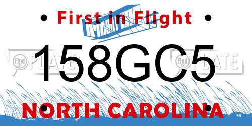 158GC5 North Carolina License Plate