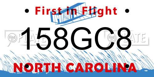 158GC8 North Carolina License Plate