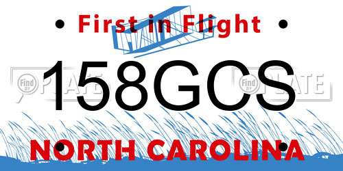 158GCS North Carolina License Plate
