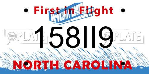 158II9 North Carolina License Plate