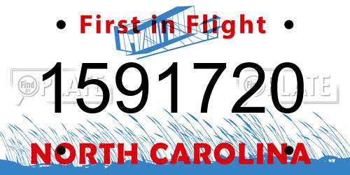 1591720 North Carolina License Plate