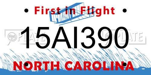 15AI390 North Carolina License Plate