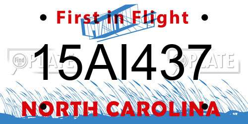 15AI437 North Carolina License Plate
