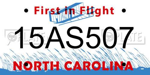 15AS507 North Carolina License Plate