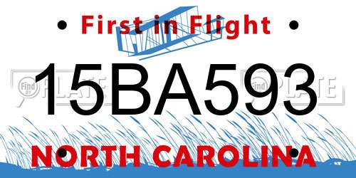 15BA593 North Carolina License Plate