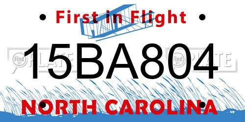 15BA804 North Carolina License Plate