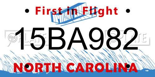 15BA982 North Carolina License Plate