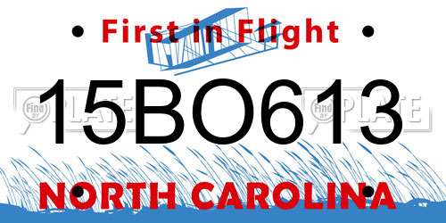 15BO613 North Carolina License Plate