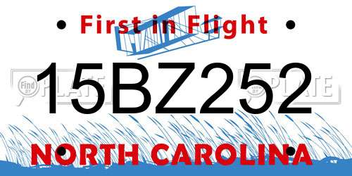 15BZ252 North Carolina License Plate