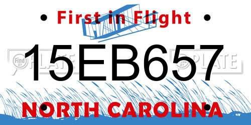 15EB657 North Carolina License Plate
