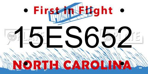 15ES652 North Carolina License Plate