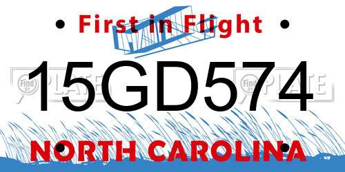 15GD574 North Carolina License Plate