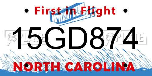 15GD874 North Carolina License Plate