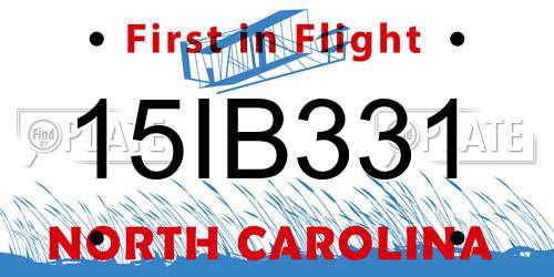 15IB331 North Carolina License Plate