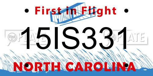 15IS331 North Carolina License Plate