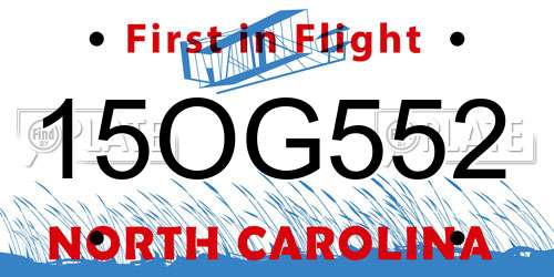 15OG552 North Carolina License Plate