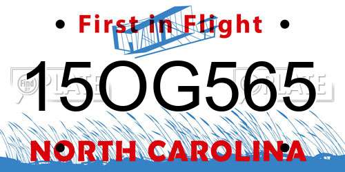 15OG565 North Carolina License Plate