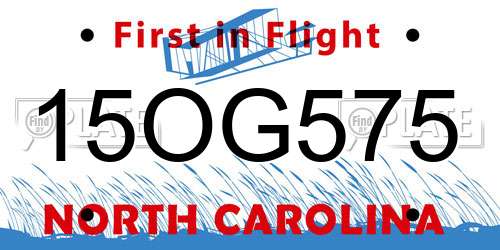 15OG575 North Carolina License Plate