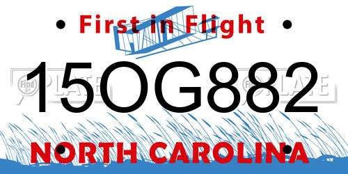 15OG882 North Carolina License Plate