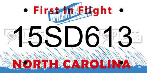 15SD613 North Carolina License Plate