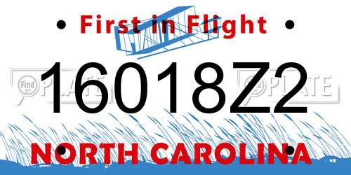 16018Z2 North Carolina License Plate