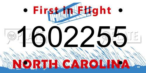 1602255 North Carolina License Plate