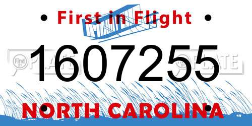 1607255 North Carolina License Plate