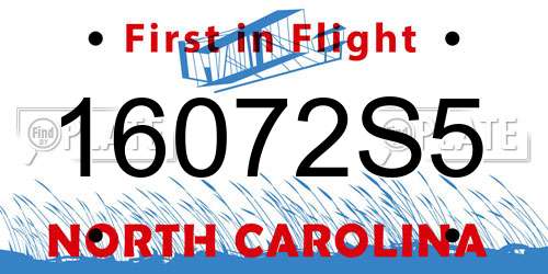 16072S5 North Carolina License Plate